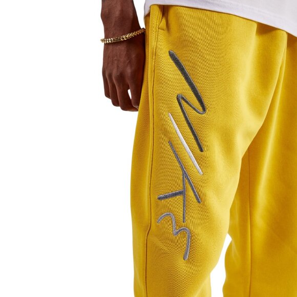 Nike NSW Club Fleece 2 PC Sweatsuit Men's Tracksuit Black Yellow Gift Set NWT - Picture 6 of 12